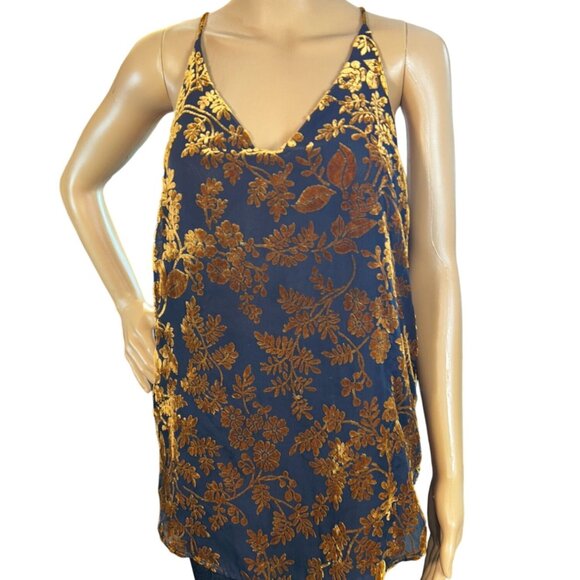 LOFT Womens Sleeveless Velvet Burnout Top Size S Whimsygoth Regency - Picture 2 of 8